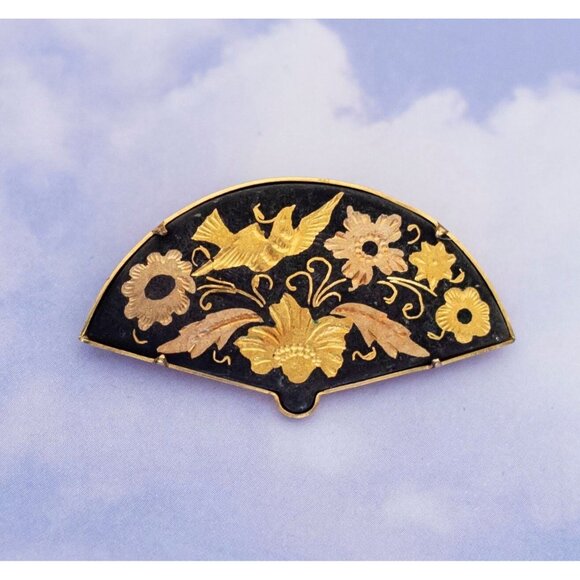 Intricate Vintage Floral Fan Brooch - S27 - Picture 1 of 2